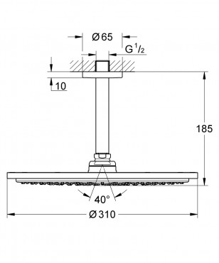 Grohe Rainshower Cosmopolitan 310 Fejzuhany szett, mennyezeti 26067A00, hard graphite