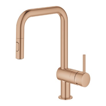 Grohe Minta OHM egykaros mosogat csaptelep, dual spray 32322DL2, warm sunset csiszolt