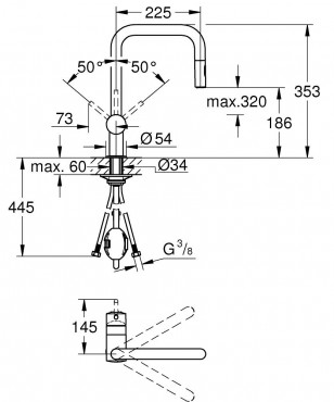 Grohe Minta OHM egykaros mosogat csaptelep, dual spray 32322DL2, warm sunset csiszolt