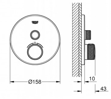Csaptelep, Grohe, Grohtherm SmartControl 29118A00, termoszttos, 1 fogyaszts, hard graphite, fnyes