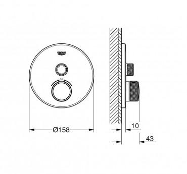 Csaptelep, Grohe, Grohtherm SmartControl 29118GL0, termoszttos, 1 fogyaszts, cool sunrise, fnyes