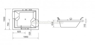 Wellis Nera Maxi E-Max K�d, csaptelep n�lk�l, 185x90x72,5 cm