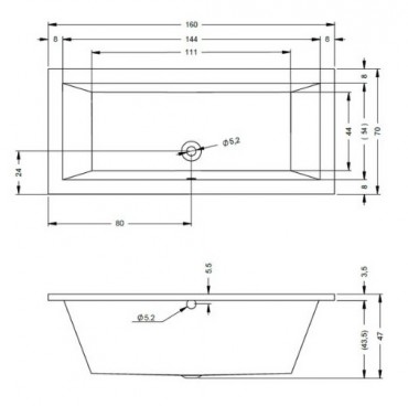 Riho Lusso egyenes kd, 160x70 cm B026001005