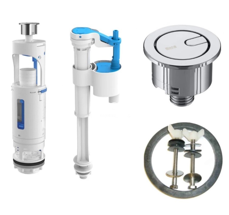 Roca Tart�ly als� bek�t�s� t�lt�-, �bl�t�szelep, szerel�szett �s nyom�gomb 3/6l AH0004200R