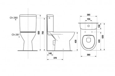 WC, Laufen Lyra Plus H8233860000001, ll, kombi, rimless (perem nlkli), mlyblts