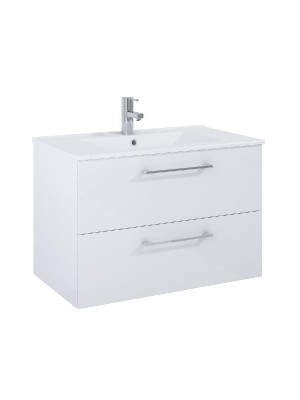 Elita Roma Plus Szett frdszobaszekrny, 2 fikkal, mosdval (80 cm), Magasfny fehr