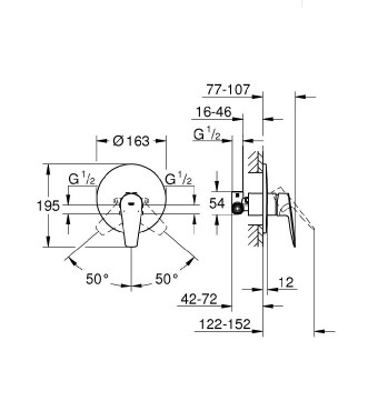 Csaptelep, Grohe, Bauedge 29078001, zuhanycsaptelep, alaptesttel