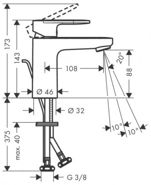 Hansgrohe Vernis Blend Egykaros mosdcsaptelep 100, automata lefolygarnitrval krm 71551000