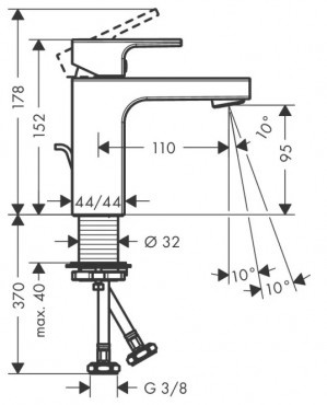 Hansgrohe Vernis Shape Egykaros mosdcsaptelep 100, automata lefolygarnitrval krm 71561000