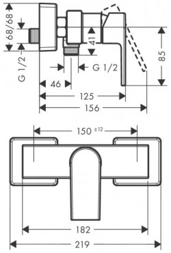 Hansgrohe Vernis Shape Egykaros zuhanycsaptelep falskon kvli szerelshez krm, 71650000