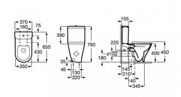 WC tart�ly, Roca, The Gap A3410N0000 Round, als� bek�t�s�, monoblokkos wc-hez
