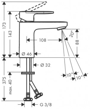 Hansgrohe Vernis Blend Egykaros mosdcsaptelep 100, automata lefolygarnitrval matt fekete 71551670