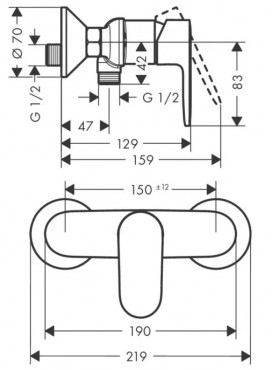 Hansgrohe Vernis Blend Egykaros zuhanycsaptelep falskon kvli szerelshez matt fekete 71640670