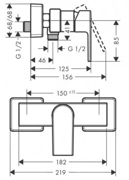 Hansgrohe Vernis Shape Egykaros zuhanycsaptelep falskon kvli szerelshez 71650670