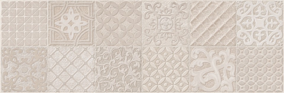 Dekorcsempe, Ragno, Creek Struttura 3D Carving Avorio, matt 25x76 cm