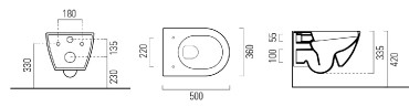 Sapho GSI Pura Swirlflush fali WC, 36x50cm