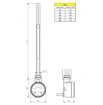 Sapho Moa elektromos termoszttos ftPatron, 300W, krm