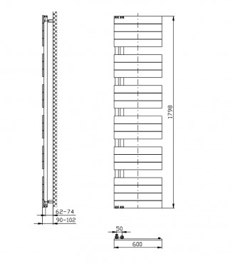 Sapho Aqualine Mili frdszobai raditor, 600x1798mm, 927W, fehr