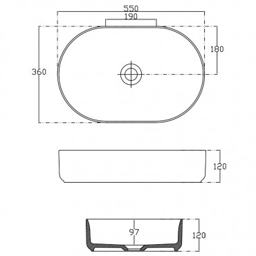 Sapho Infinity Oval Mosd fekete 50x36 cm