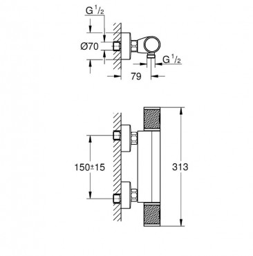 Grohe, Grohtherm 1000, Performance, 34827000 Termoszttos zuhanycsaptelep 