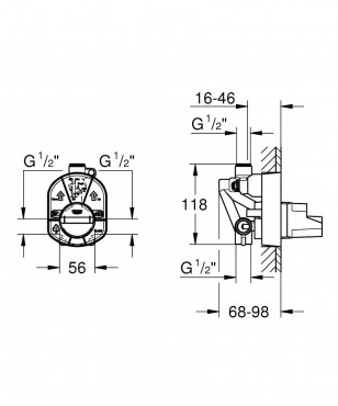 Alaptest, Grohe 33965000, egykaros, univerzlis, falba pthet test, 2 fogyaszts