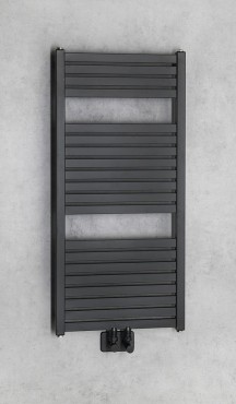 Sapho Aqualine Tondi frdszobai raditor, kzps bektssel, 450x970 mm, matt fekete