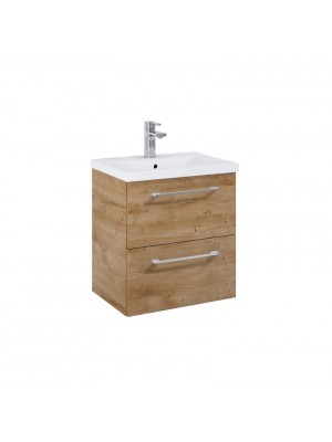 Elita Roma Plus Szett Kompakt frdszobaszekrny, 2 fikkal, mosdval (50 cm), Canela oak sznben
