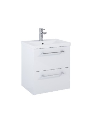 Elita Roma Plus Szett Kompakt frdszobaszekrny, 2 fikkal, mosdval (50 cm), Magasfny fehr