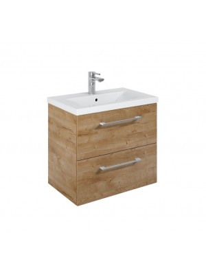 Elita Roma Plus Szett kompakt frdszobaszekrny, 2 fikkal, mosdval (60 cm), Canela oak sznben