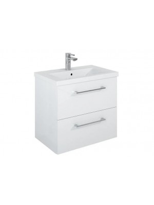 Elita Roma Plus Szett Kompakt frdszobaszekrny, 2 fikkal, mosdval (60 cm), Magasfny fehr