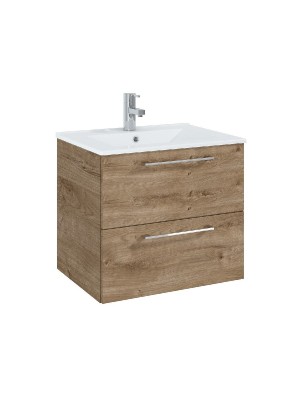 Elita Roma Plus Szett frdszobaszekrny, 2 fikkal, mosdval (60 cm), Canela oak sznben