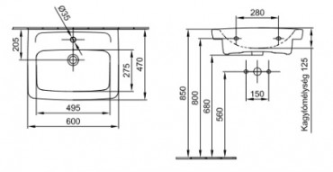 Alfldi Mosd 1 csapfurat kzpen 60x47 cm