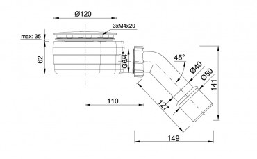 Mta ST620 Szifon fehr d=90 mm