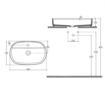 Sapho Infinity Oval kermiamosd, 60x40cm, elefntcsont