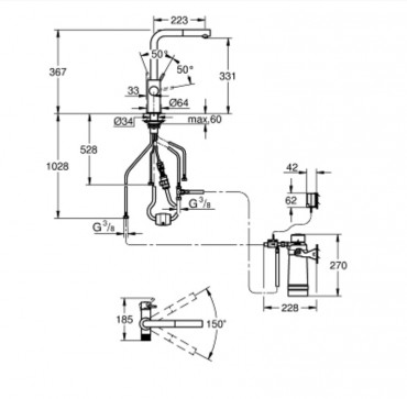 Grohe Blue Pure S Csaptelep Kihzhat fejjel s  vzszrvel, 30591000