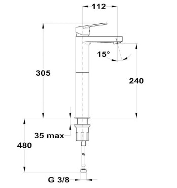 Mof�m, Zenit Black egykaros magas�tott 240 mosd� csaptelep 84322280N 