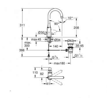 Grohe EuroEco hidegindts mosdcsaptelep L-es mret, automata leeresztvel, krm, 24272001