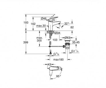 Grohe Euroeco Egykaros mosdcsaptelep, hidegindtsos 1/2 S-es mret krm, 24257001