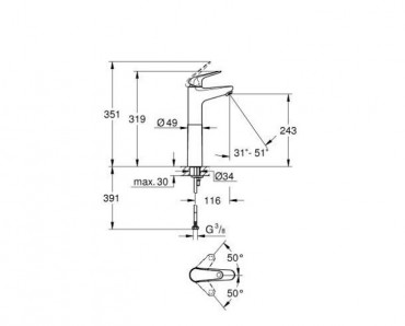 Grohe Euroeco Egykaros mosdcsaptelep 1/2 XL-es mret krm, 24273001