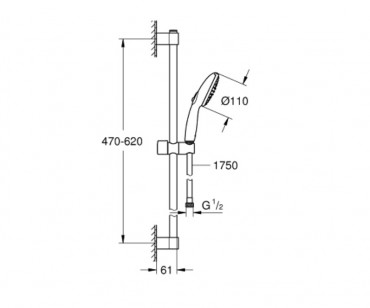 Grohe Tempesta 110 snes zuhanyszett 60cm, 2 fle vzsugrral, matt fekete, 261622433