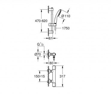 Grohe, Grohtherm 500, 34796001 Termoszttos zuhanycsaptelep