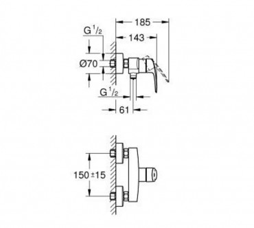 Grohe Eurosmart egykaros zuhanycsaptelep, matt fekete, 335552433
