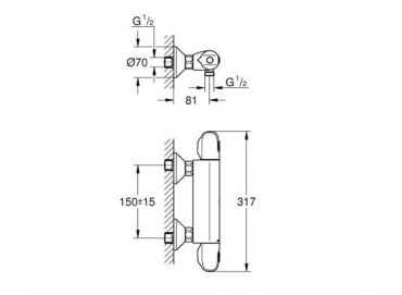 Grohe Grohtherm 1000 termoszttos zuhanycsaptelep, matt fekete, 348142433