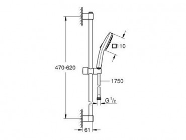 Grohe Tempesta Cube 110 Sines zuhanyszett 2 spray (Rain, Jet) Matt fekete, 267482433