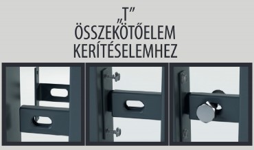 Polbram Kerts panel T sszektelem kertselemhez, fm oszlophoz RAL7016 (4db/szett)