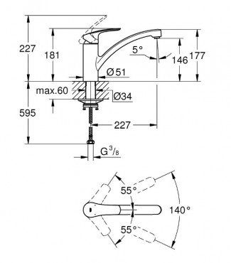 Grohe Eurosmart egykaros mosogatcsaptelep, matt fekete 332812433