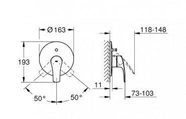 Grohe Eurosmart egykaros falba ptett kdcsaptelep, matt fekete 194502433