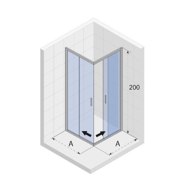 Riho, Hamar 2.0, G007005121 Zuhanykabin, szgletes, fekete kerettel, 90x90 cm