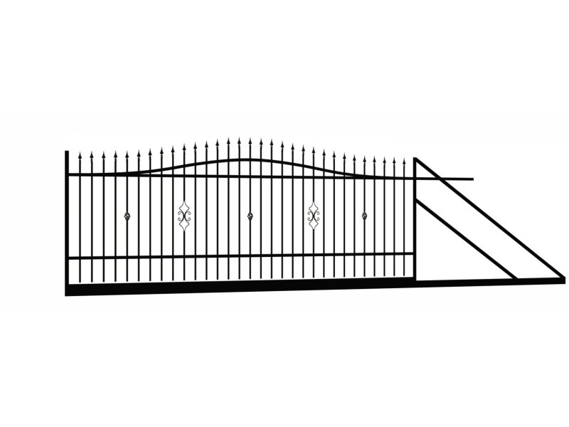Polbram Emma tolkapu 4m x 1,2-1,5m magas, RAL9005 jobbos kialakts, fekete