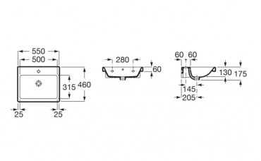Mosd�, Roca, The Gap, falra szerelhet� vagy pultra �ltethet�, feh�r, 55 cm